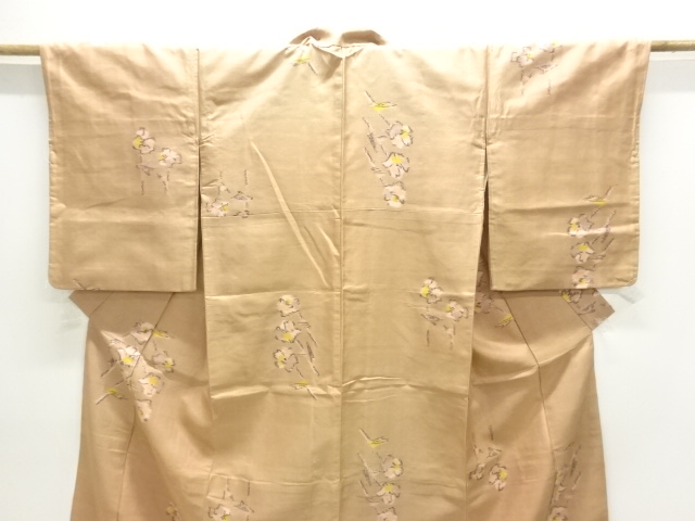  アンティーク　花模様織り出し銘仙着物